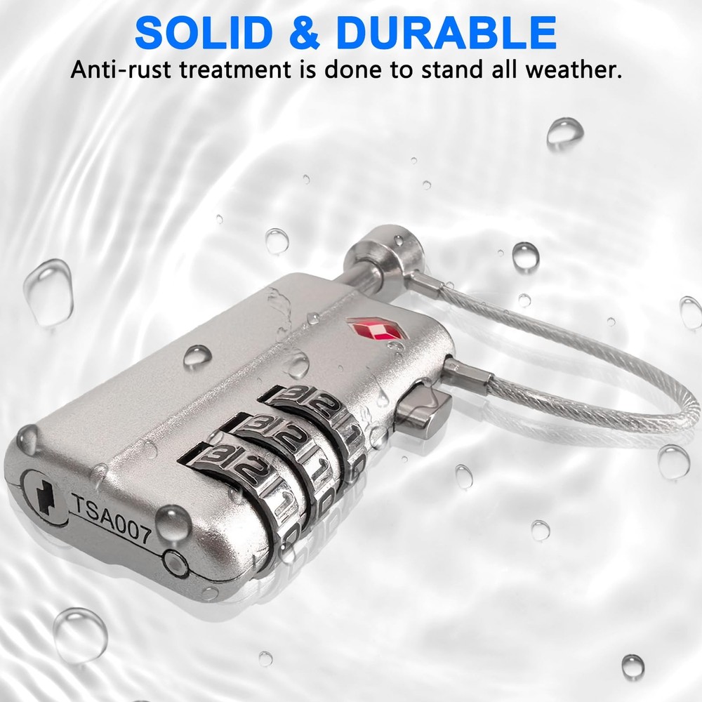 UPGRADED LAFENLIN Gun Case Lock - Adjustable Alloy 2 Pack, Silver - 2 Pack