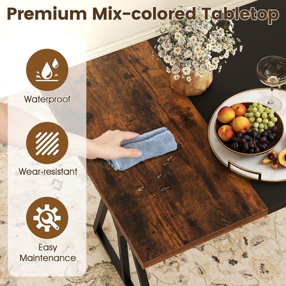 Space-Saving 5-Pc Industrial Dining Set: Table, Benches, Stools