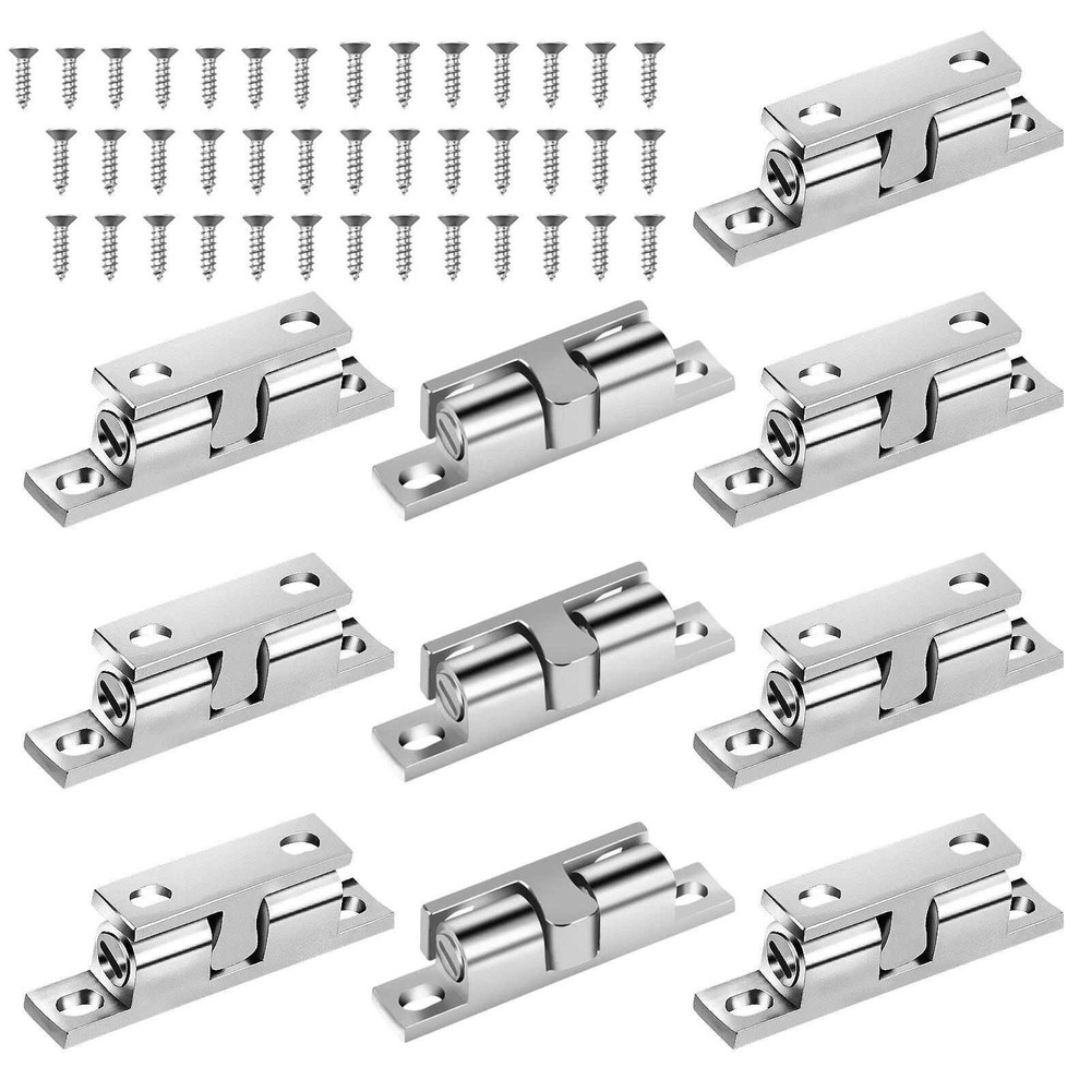 10PCS Silver Double Ball Catches, Adjustable Latch for Wardrobe & Cabinet Door