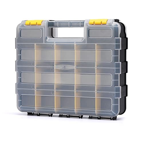 Double Side Tools Organizer, Customizable Removable 34 Compartments Yellow