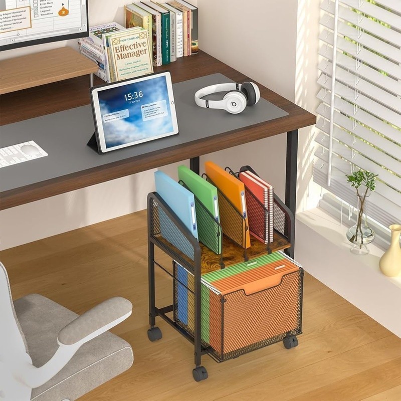 Ample Storage Rolling File Cabinet W/ Adjustable Dividers & Mobility Office New