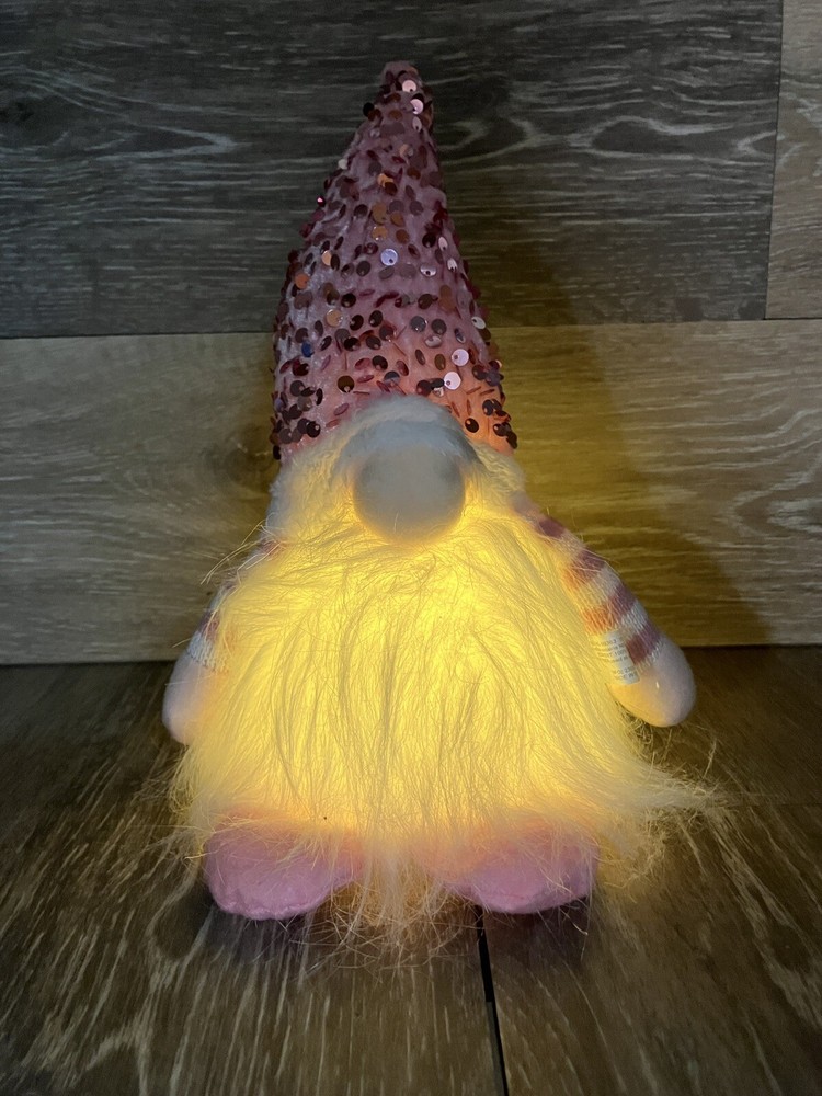 Gnome Pink Sequin Lighted Figure Night Light Lamp