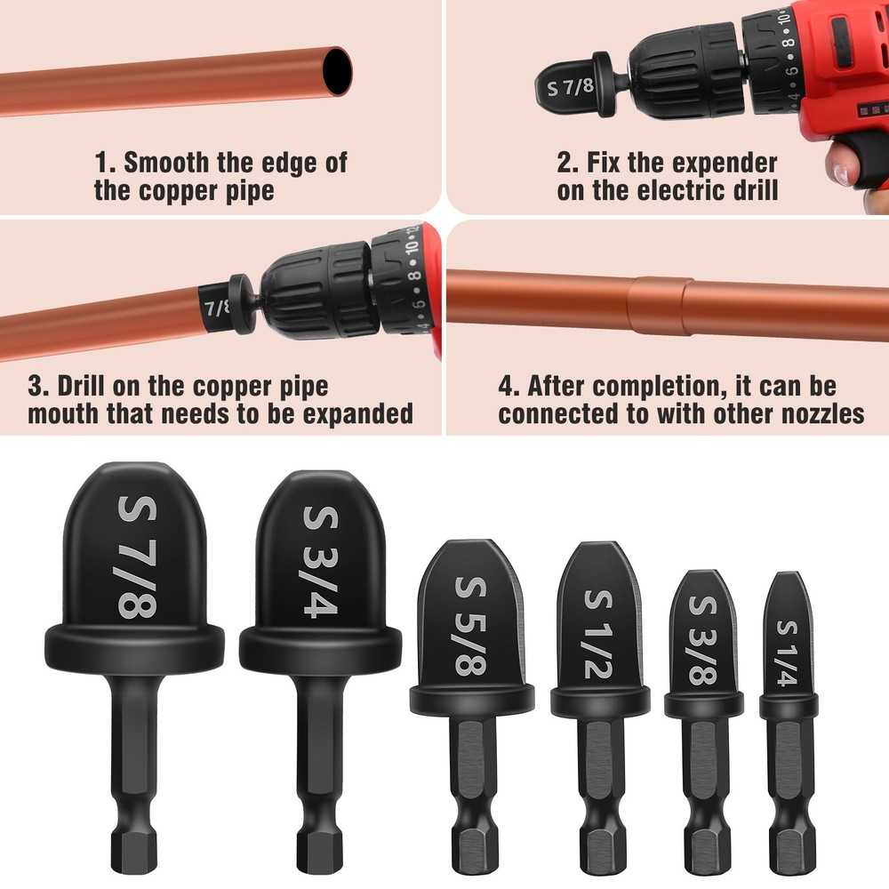 8pc Swaging Tool Drill Bit Set Air Conditioner Copper Pipe Flaring Tube Expander