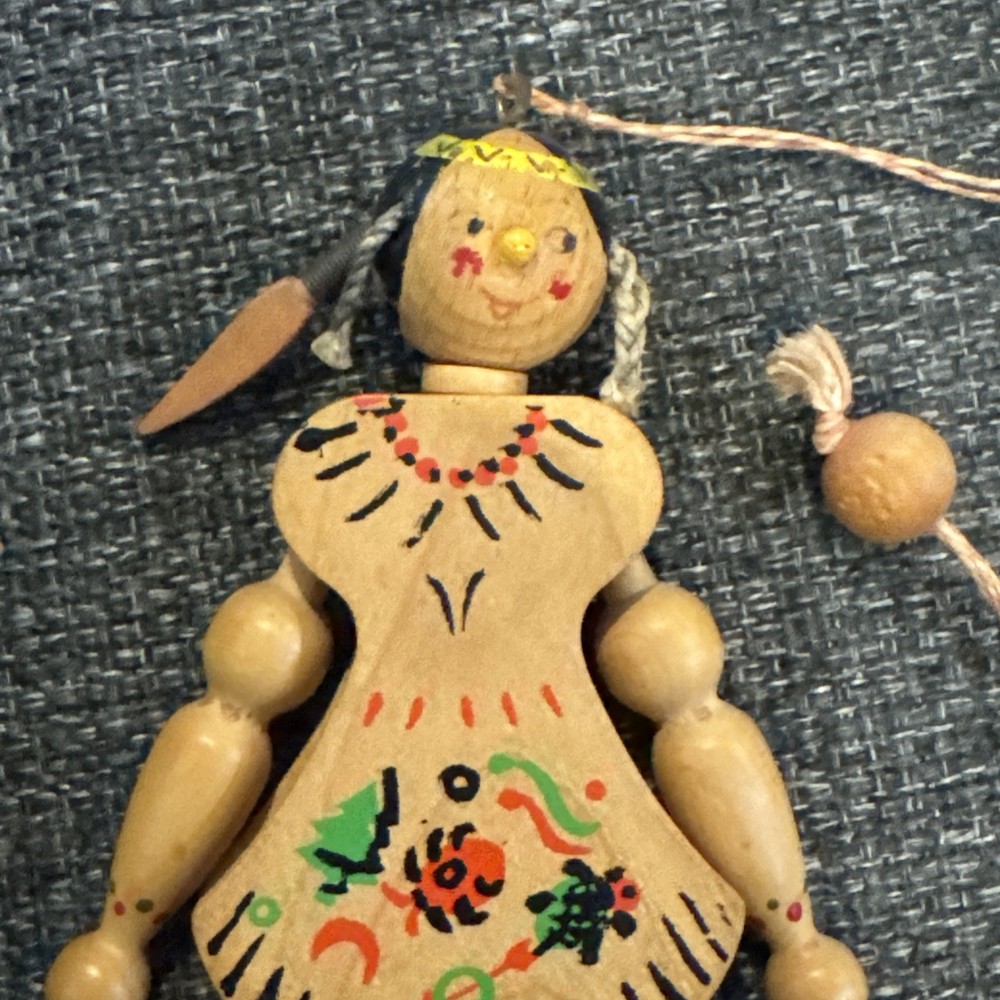 Vintage M. Gschnitzer Austrian Wooden Pull String Jointed Puppet
