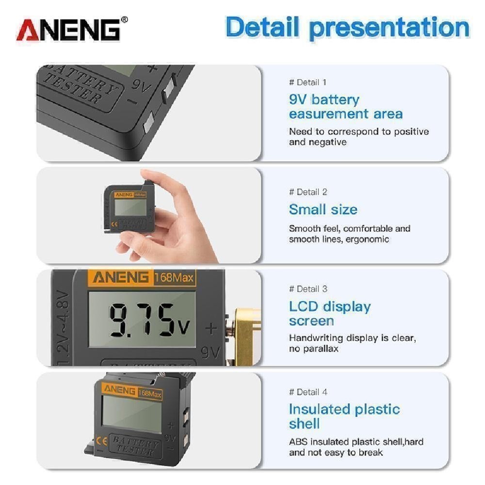 ANENG 168Max Digital Battery Capacity Checker Volt Checker