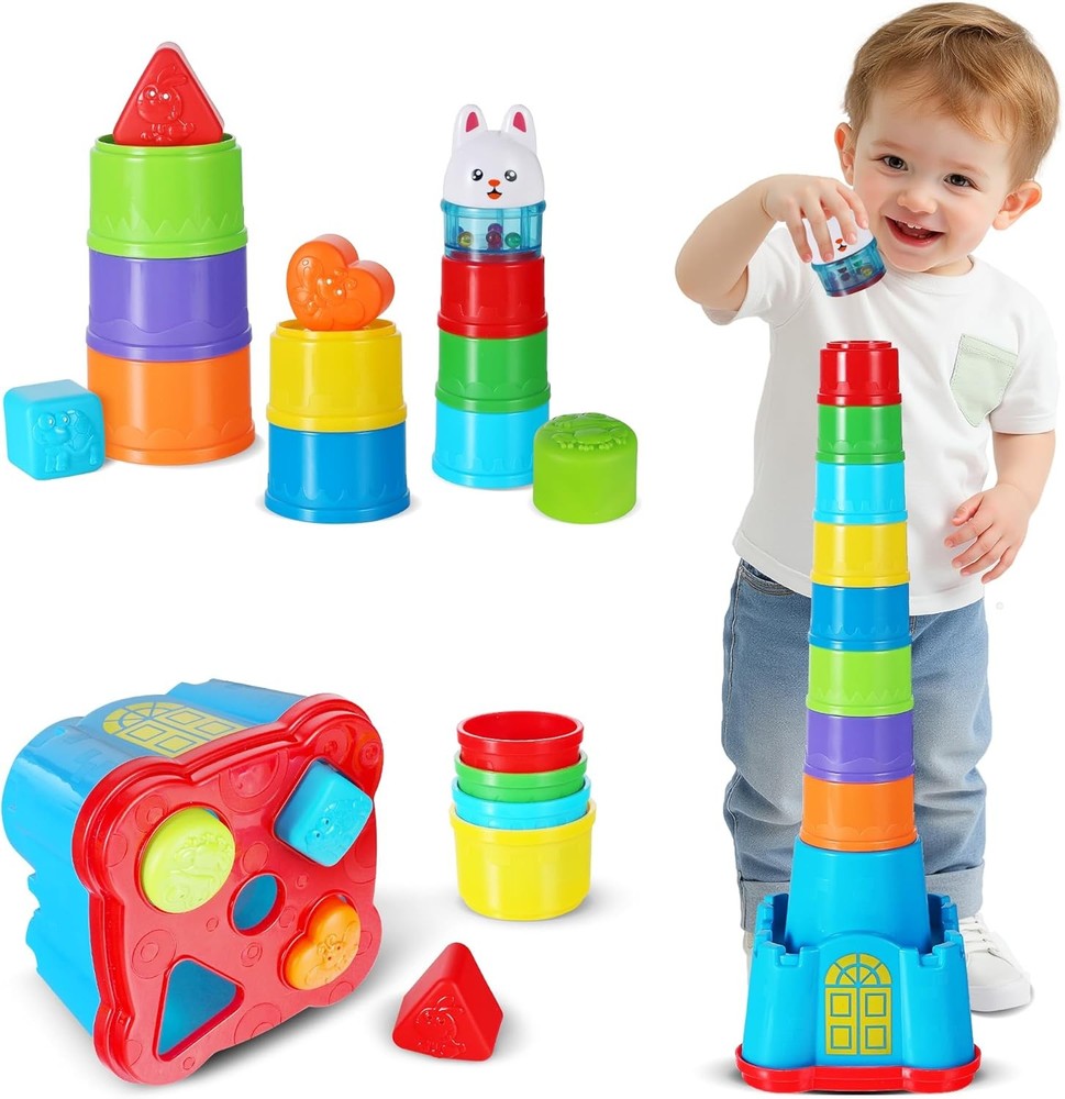 Stacking Castle Toy for Toddlers – 18-Piece Nesting & Sorting Playset