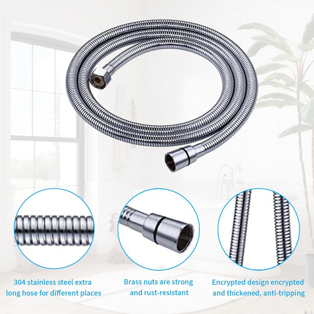 Shower Douche Kit, Deep Cleaning System - Regulator & 59in Hose, Silver