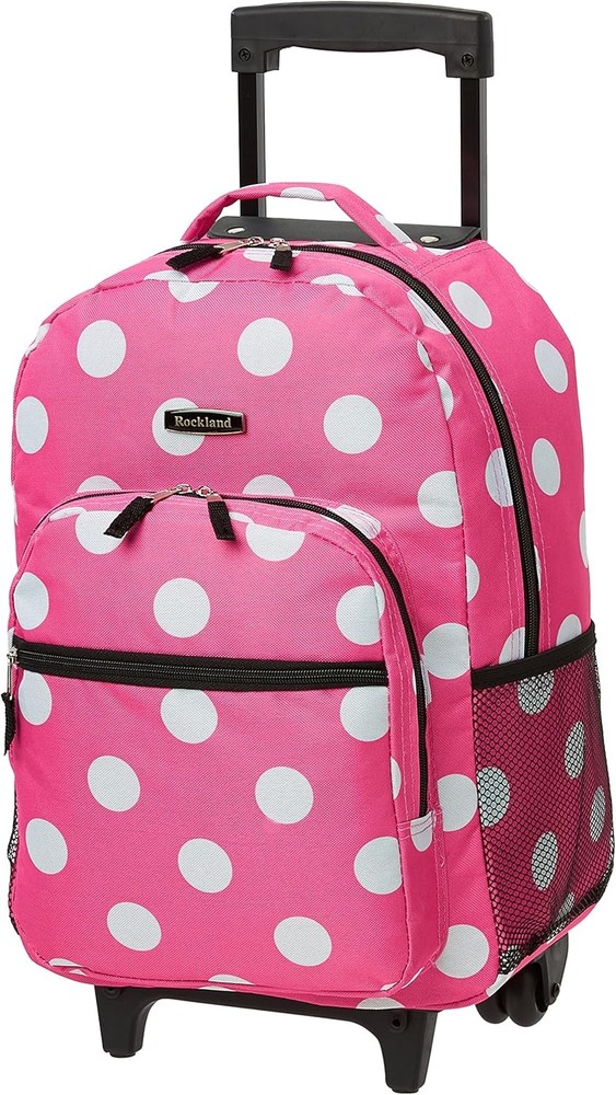 Double Handle Rolling Backpack Black Dot 17