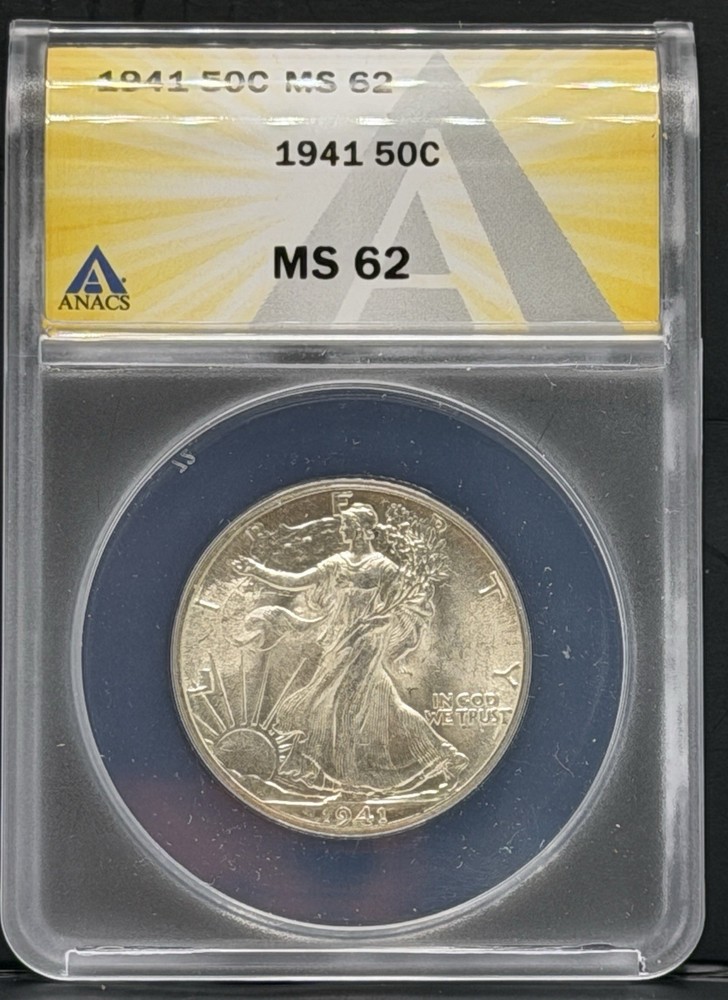 1941 Walking Liberty Half Dollar ANACS MS62