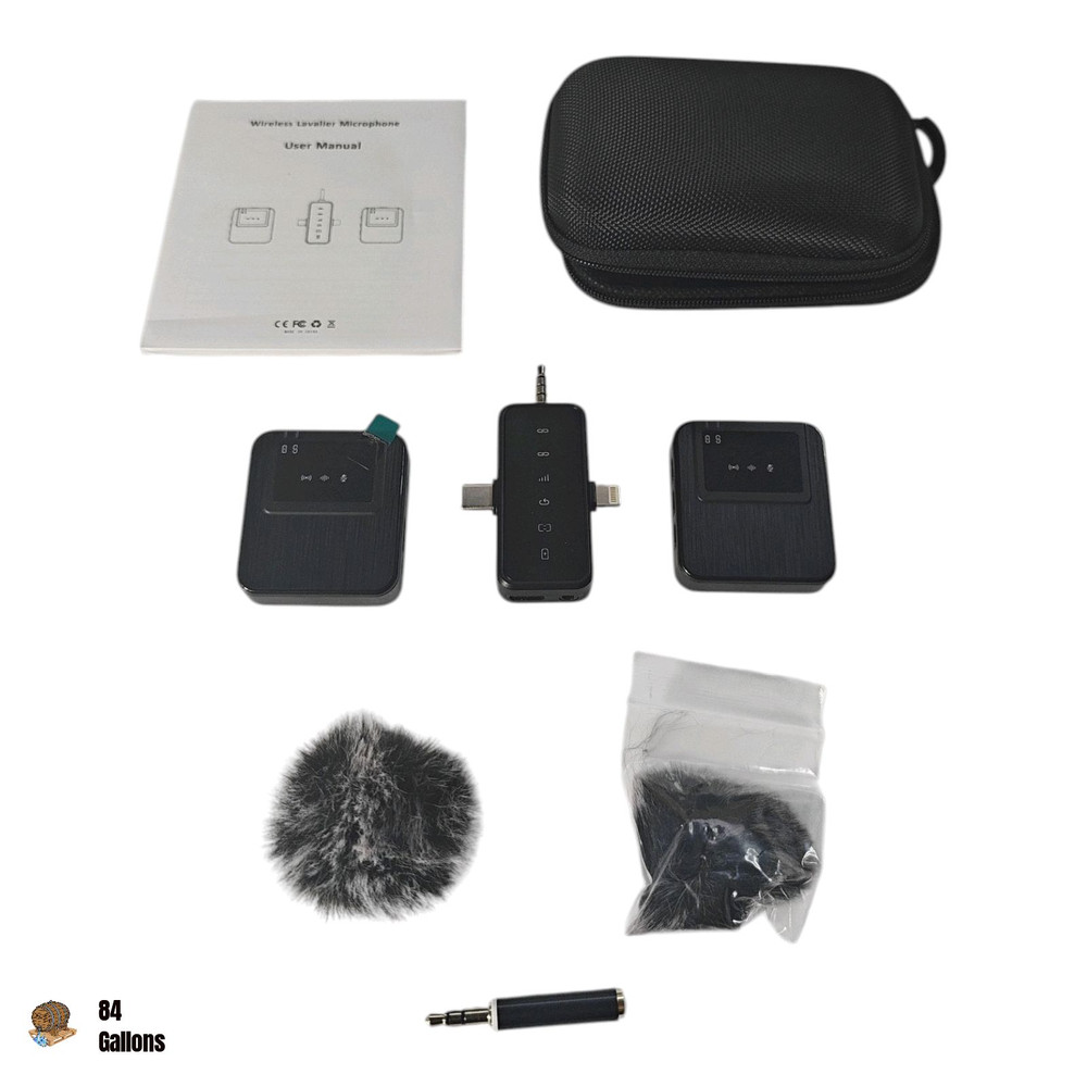 Wireless Mini Lavalier Microphone Set with 328ft Range & 20H Battery Life