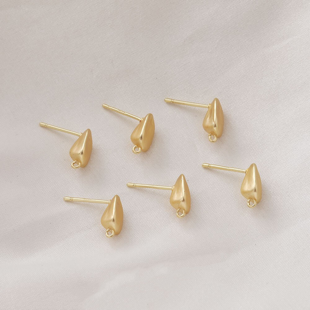 6pcs Gold/Silver Oval Bean Earring Post,Geometry Irregular Hammered Stud Earring