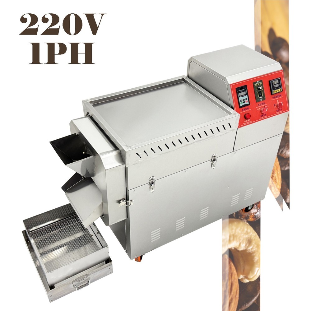 220V Electric Coffee Bean Nut Roaster Roller Type Roasting Machine 27.5Lbs