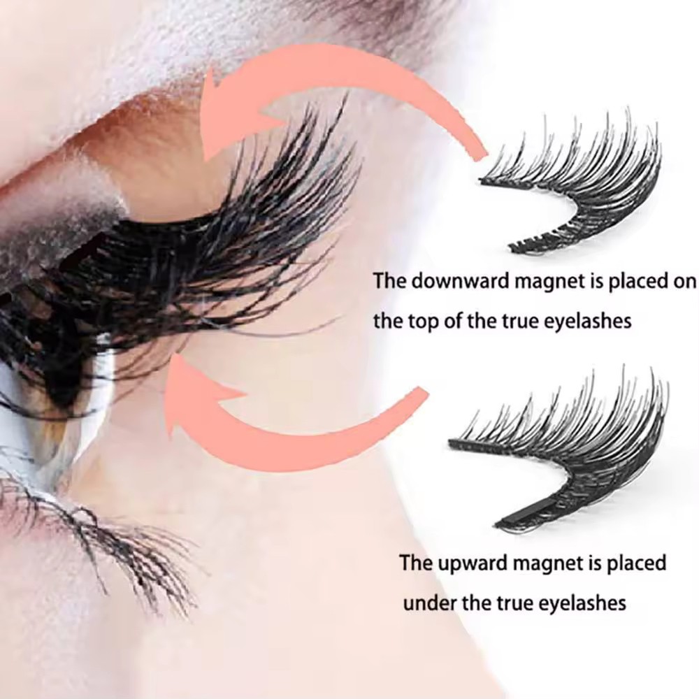 3D Magnetic Eyelashes Set Reusable Natural False Lashes Gift Box