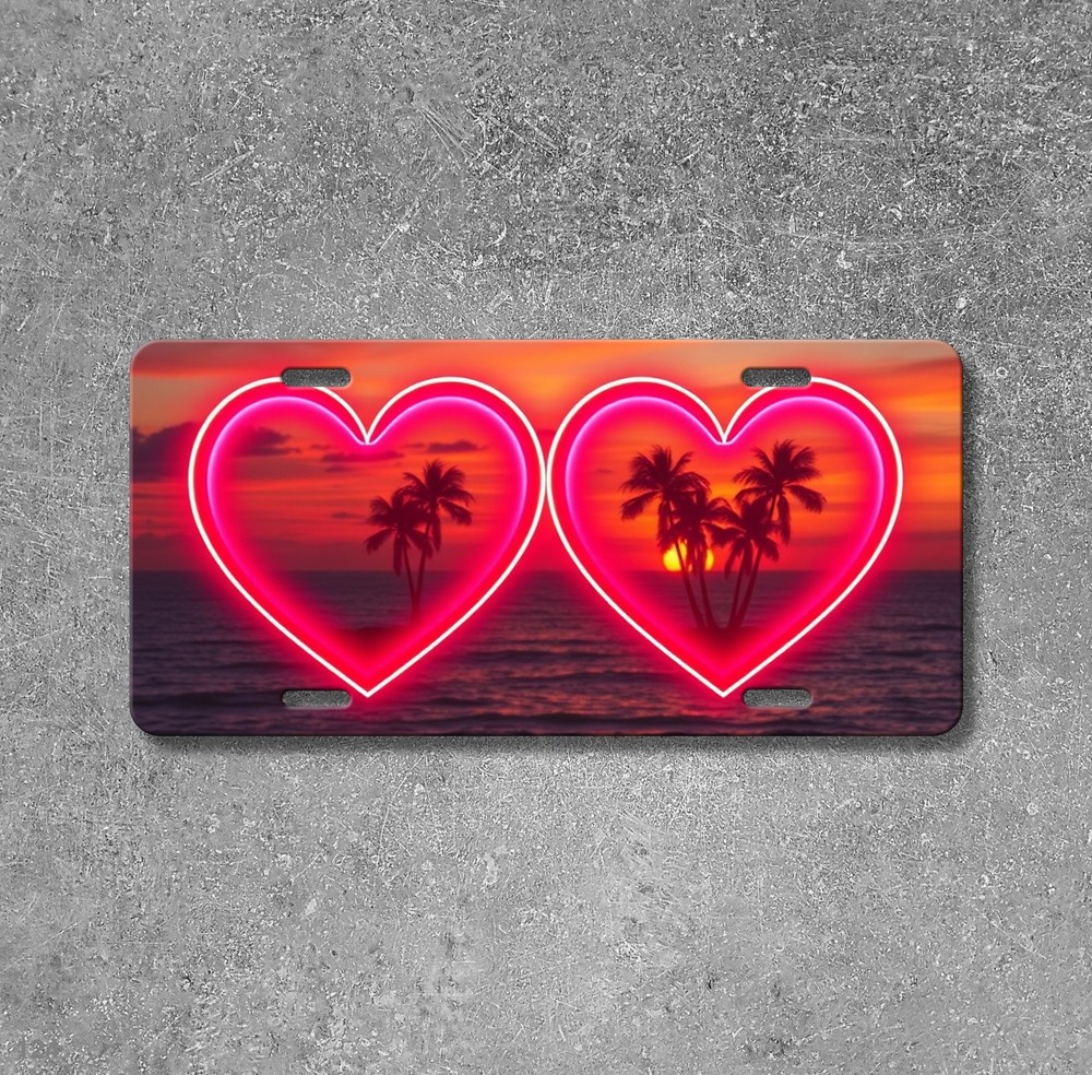 Romantic Couples Hearts Design Add Text License Plate Customizable Decor
