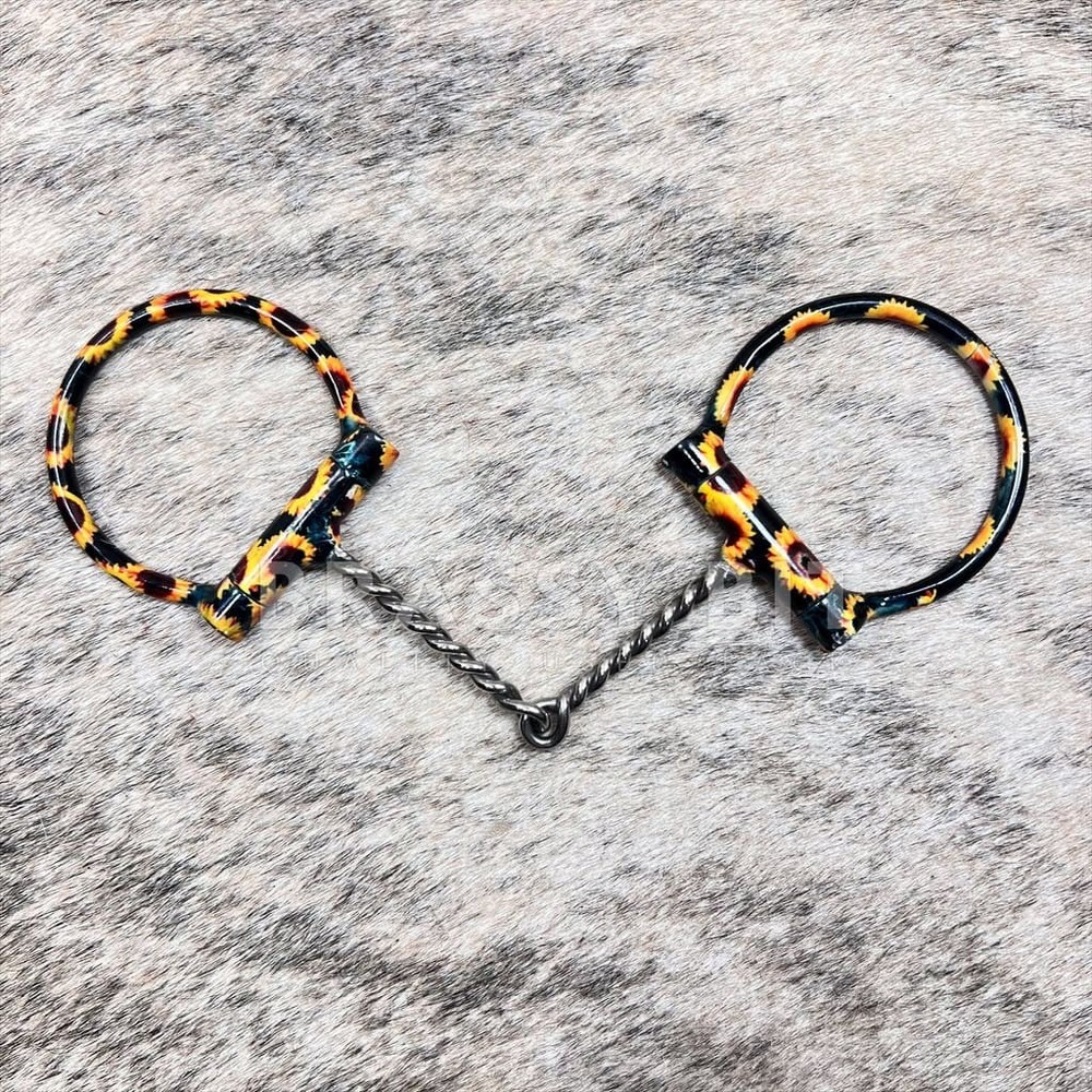 5" Twisted Western D Snaffle w/ Sunflowers