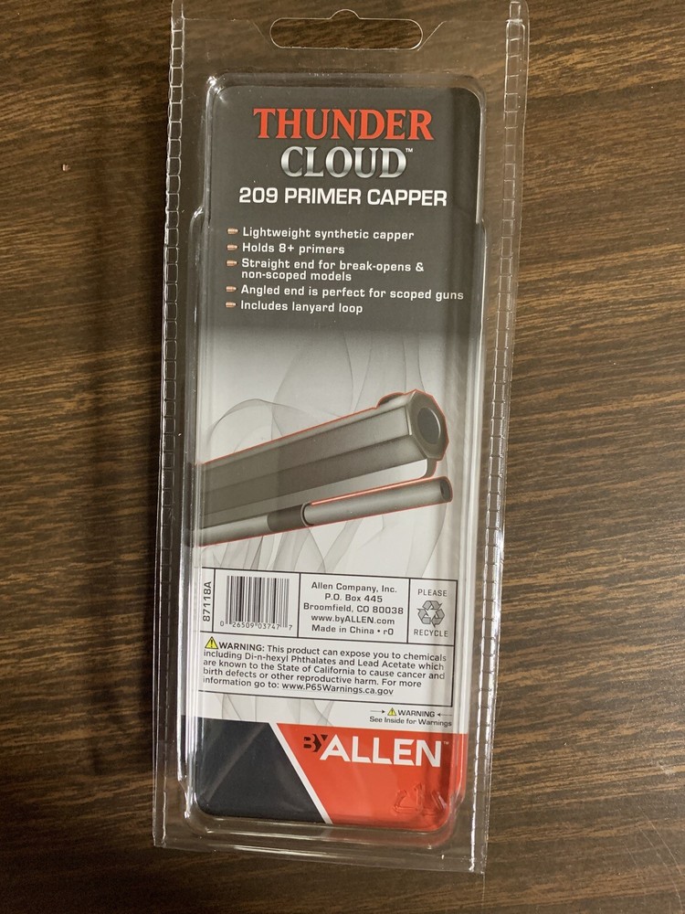 Thunder Cloud 209 Muzzle loader Primer Capper by Allen, holds 8+ Primers