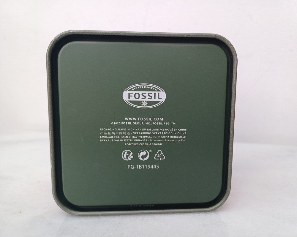 FOSSIL Watch Box / Metal Tin / Gift Box Empty Colourful Geometric Design