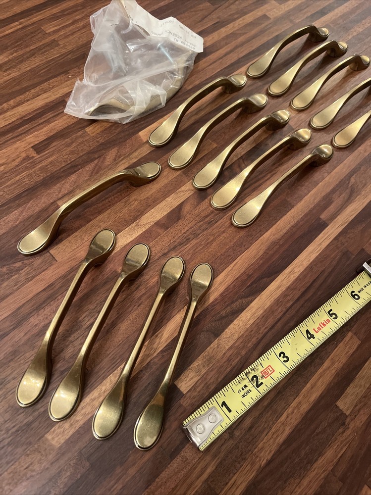 4! Antique Brass Spoon Footed Cabinet Pulls 3” On Center 16 Available