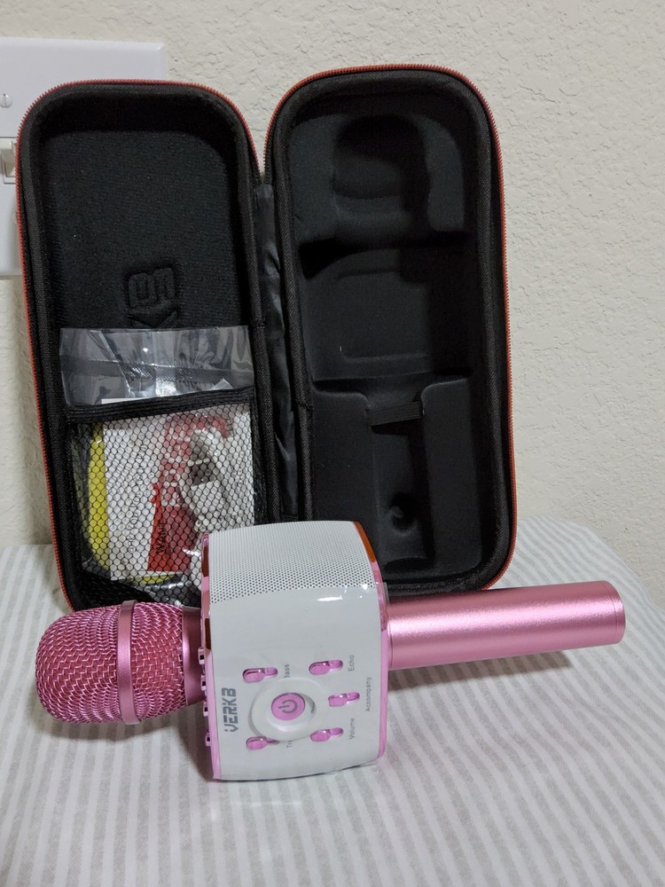 Karaoke Microphone with Speaker PINK Portable Bluetooth