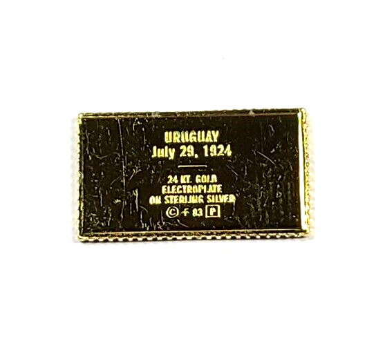 Sterling Silver Gold Plated Uruguay Olympic Stamp Style Tiny Ingot