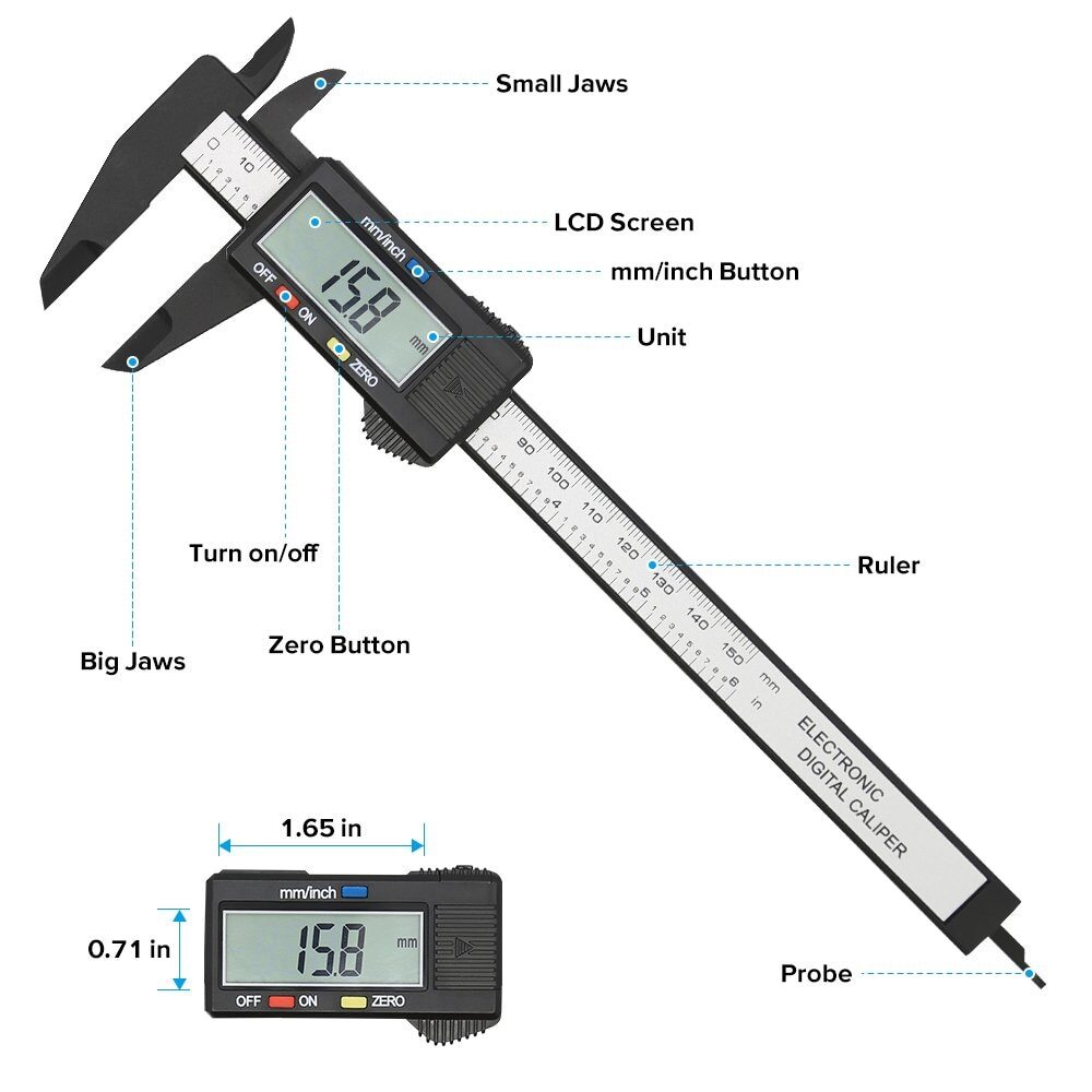 LCD Digital Caliper Electronic Gauge Vernier Micrometer Ruler 4/6inch
