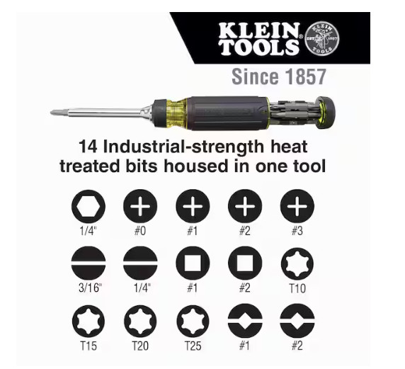 Klein Tools 15-in-1 Multi Bit Screwdriver, Ratcheting