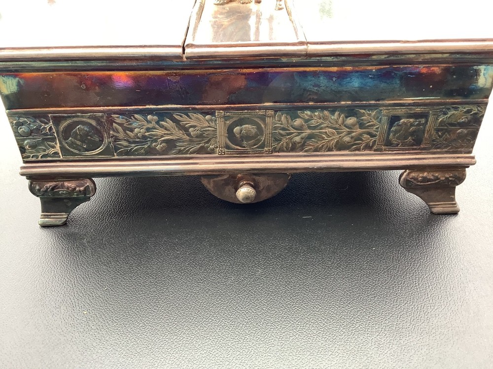 Rare Antique Reed & Barton Silverplate Figural Humidor #110