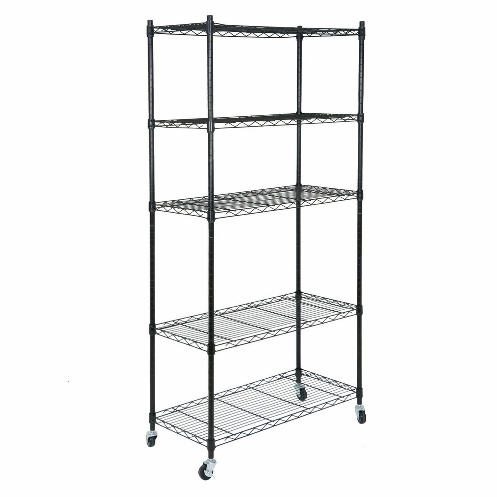 2PCS 5-Tier Wire Shelves Rack Unit Rolling Storage Rack with 4 Wheels casters