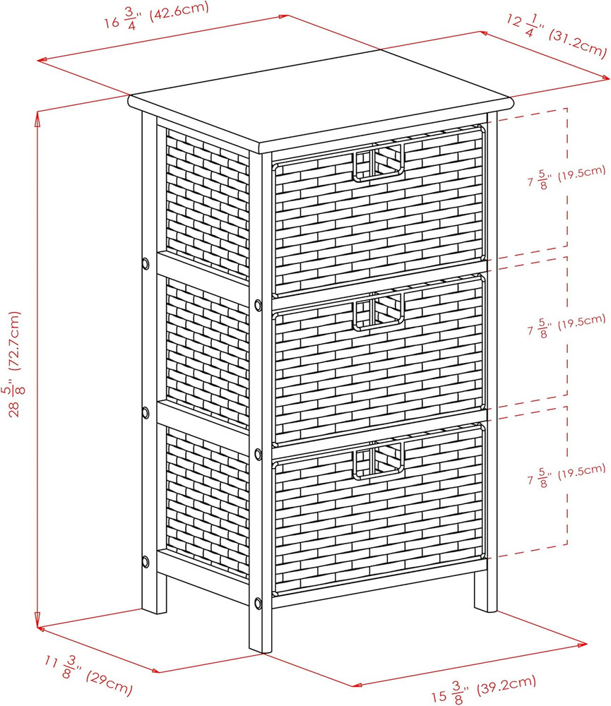 Omaha Storage Rack, 3 Storage Baskets, Black