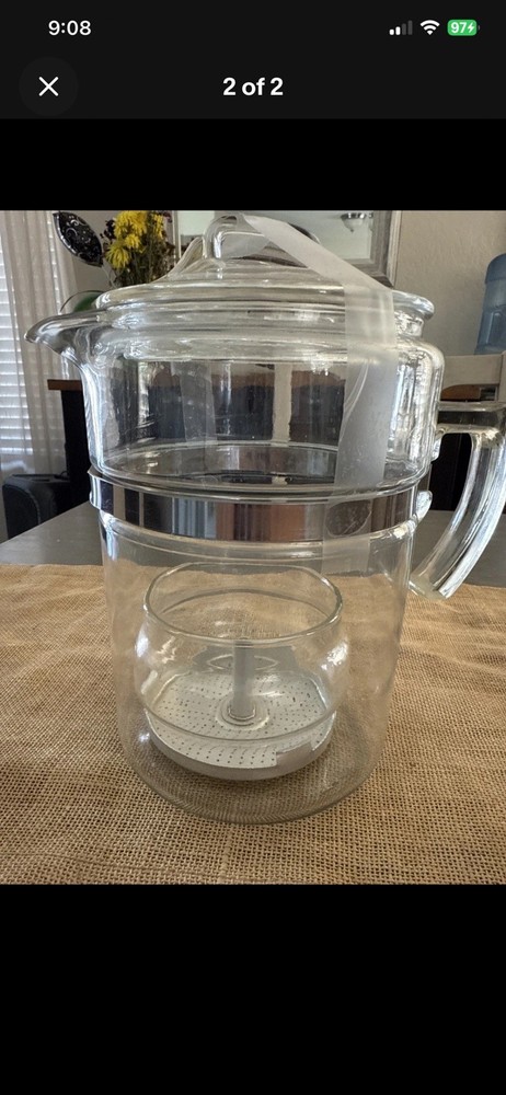 Pyrex 7759 9-Cup Glass Percolator Coffee Pot - Clear