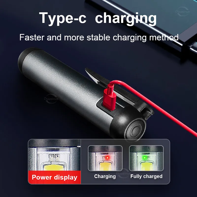 Rechargeable COB LED Flashlight Work Light Magnetic Super Bright Torch Penlight