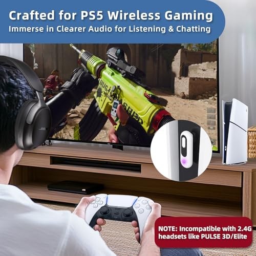 USB-C Bluetooth Audio Adapter for PS5 PS4 - Low Latency Wireless Transmitter, ap