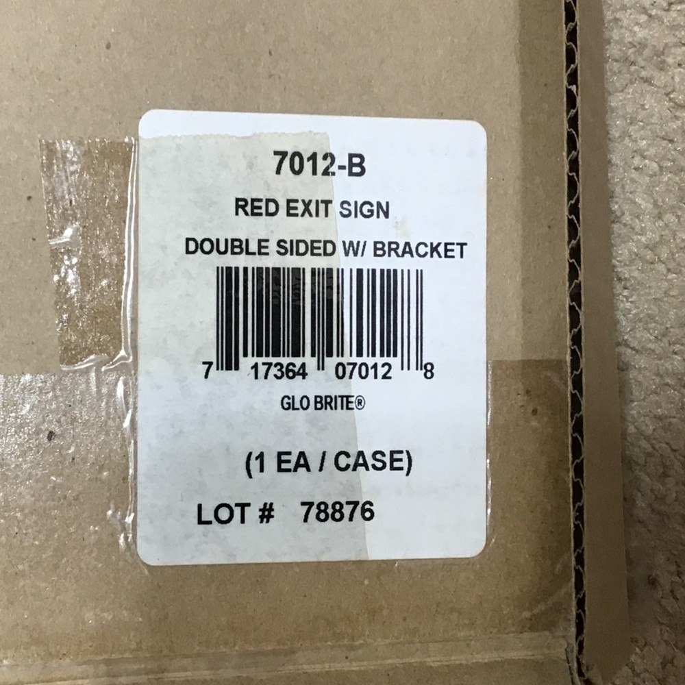 Glo Brite 7012-B Double-Sided Red Exit Sign W/ Bracket For Floor Proximity Insta