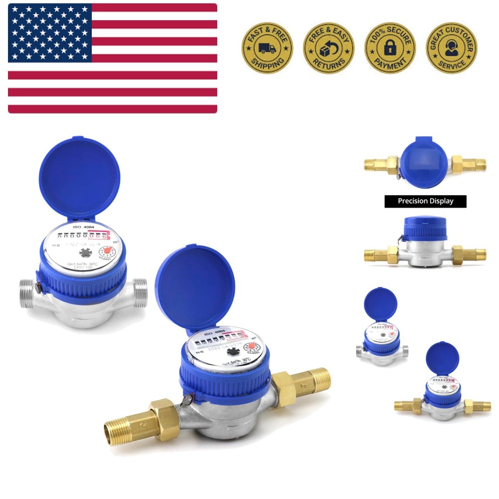 Water Meter 2 Pack, Cold Water Flow Meter with Pulse Output, 1/2" BSPT Thread...