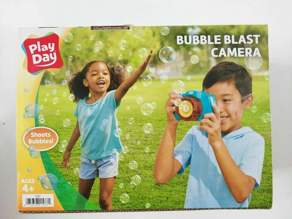 Bubble Blast Camera & Carrying Strap & Bubble Solution Unisex Kids Play Day NEW