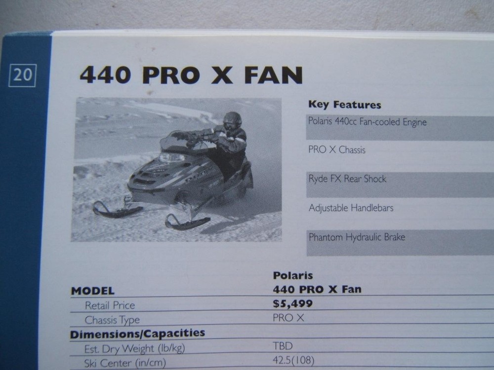 2003 POLARIS SNOWMOBILE POCKET GUIDE U.S. PRICING