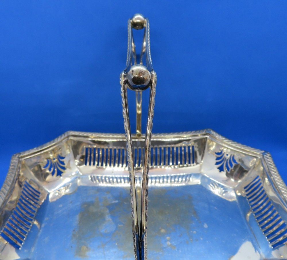 Silver plate electroplate vintage Victorian antique rectangular cake basket dish