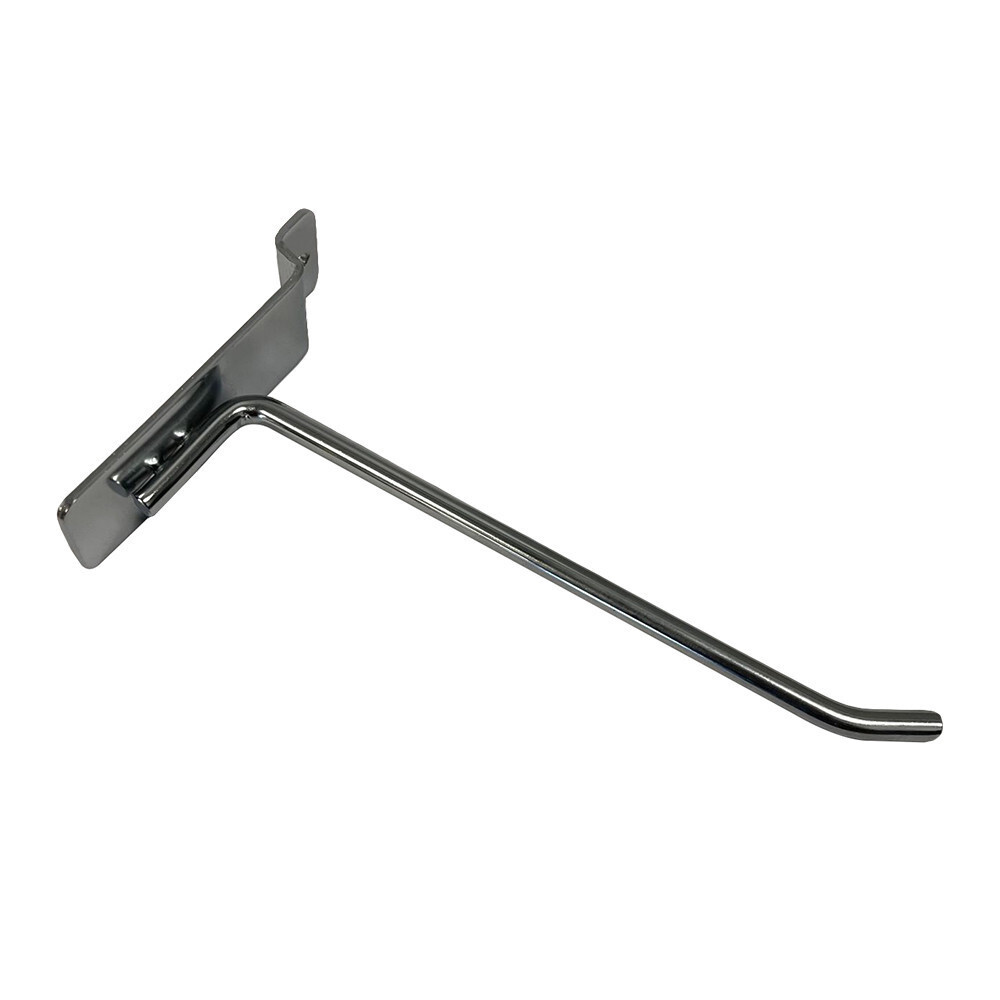 8" Slatwall Hook Panel Display Hooks, 1/4" Thickness Metal, Chrome - PACK 12