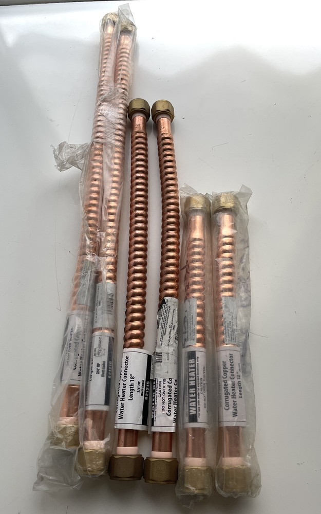 Camco Water heater Flex Connector Corrugated Copper  3/4" FIP x 24",18"12"