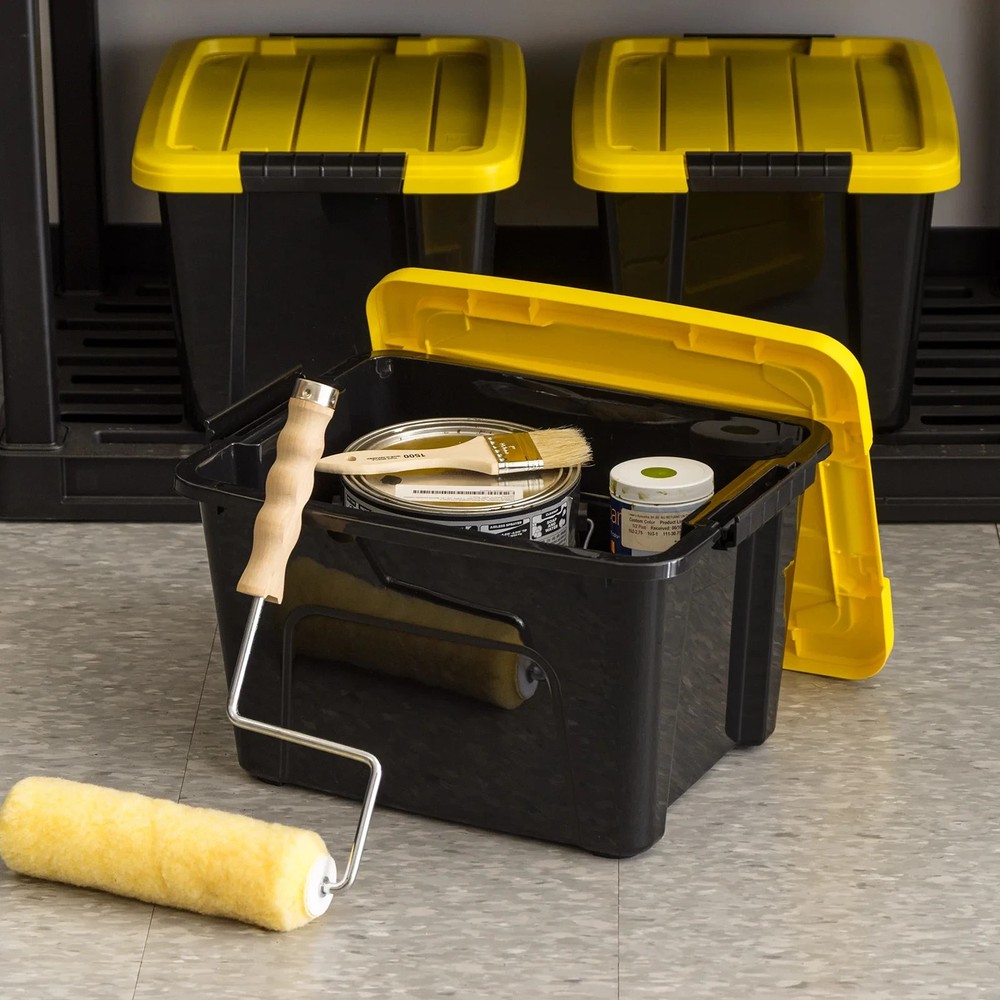 20 Qt Plastic Storage Bins with Lids, Stackable Storage Container, Totes, 6 Pack