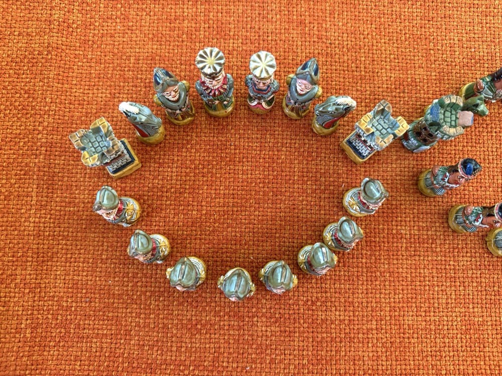 Chest Set Inca Warriors & Spaniards Hand-painted Ceramic
