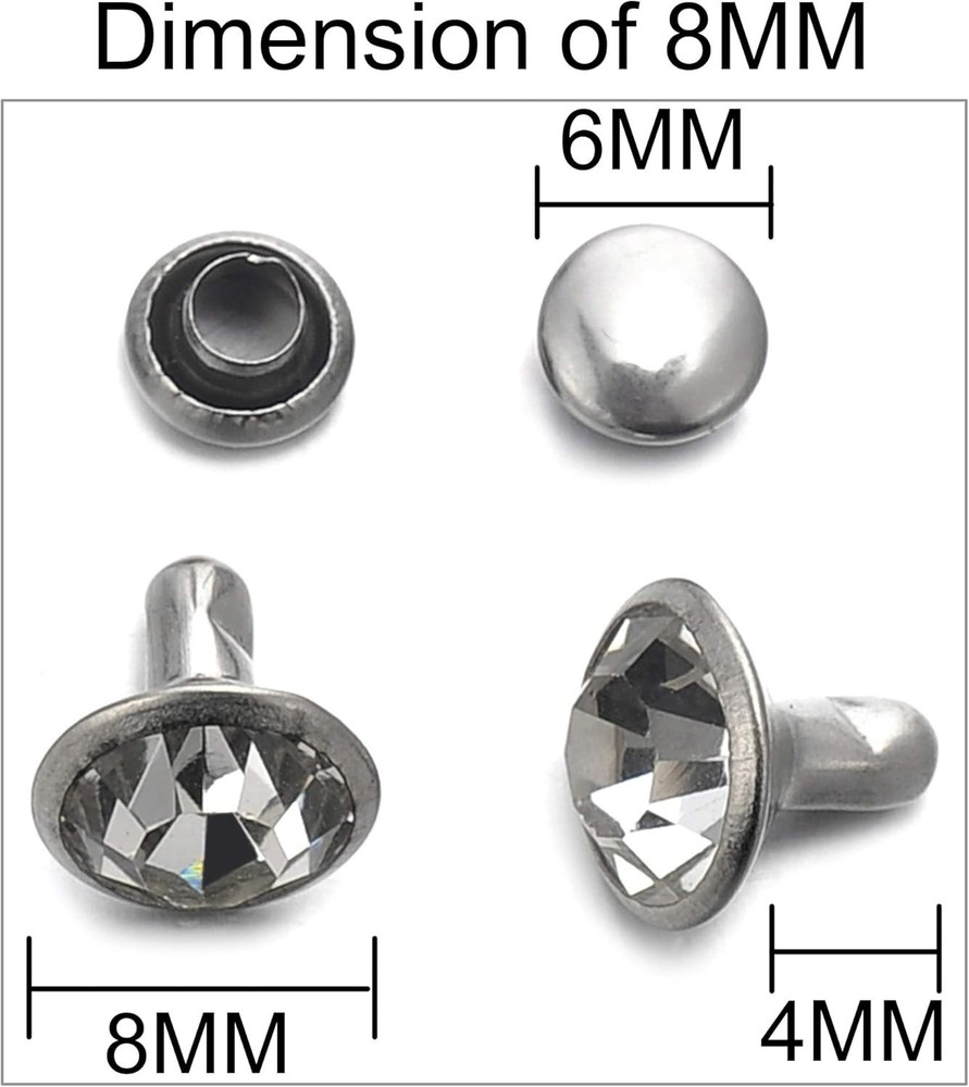 500 Sets Silver Color Crystal Rivets for Leather Craft