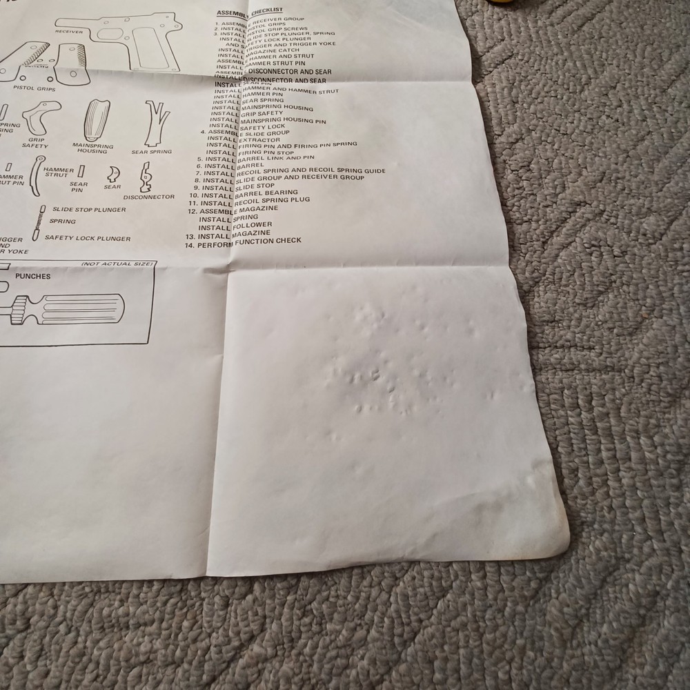US Army .45 caliber pistol layout chart