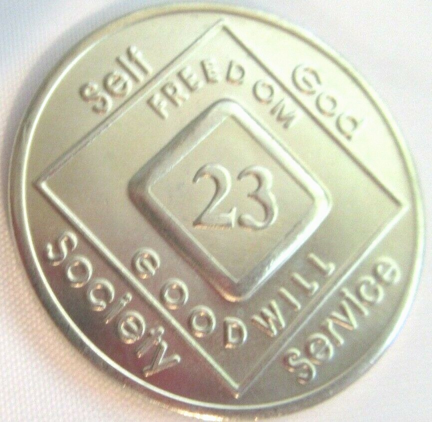 Narcotics Anonymous 23 year Medallion Bronze NA Coin Chip Token Clean