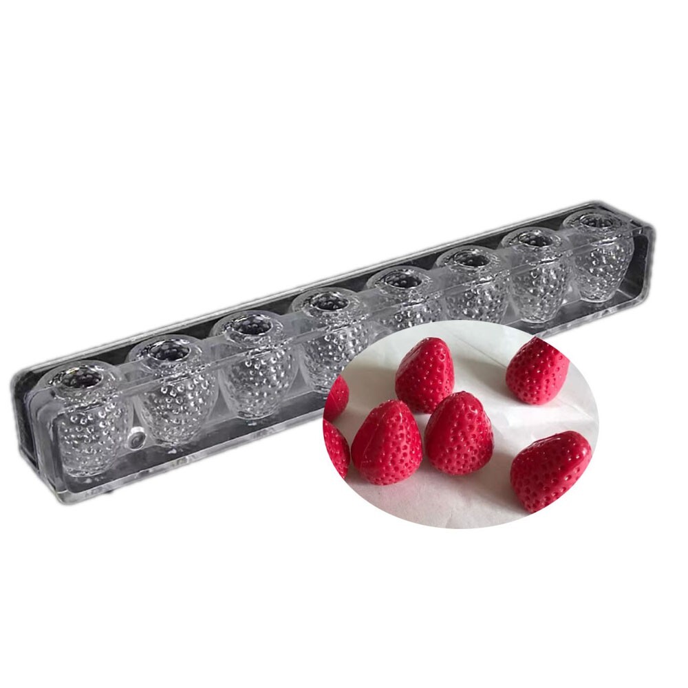 3D Strawberry Chocolate Mold Reusable Hard Solid PC Plastic Candy DIY Mould