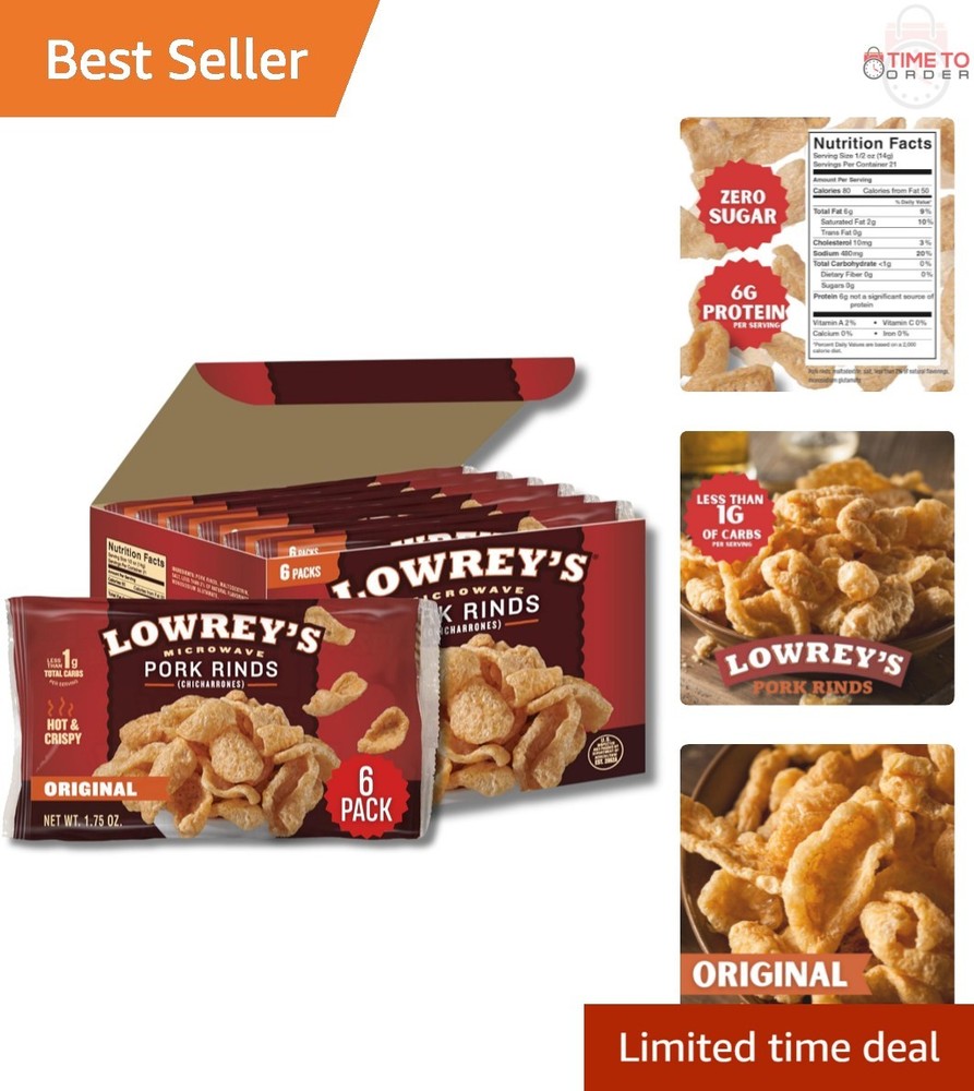 Microwave Pork Rinds Snack Pack Crispy Low-Carb Protein Chicharrones