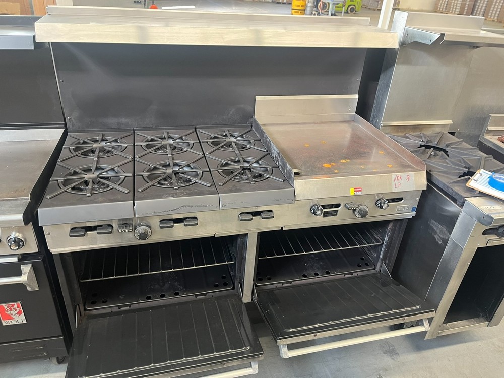 Garland 6 burner range with 24" Griddle 2 door oven