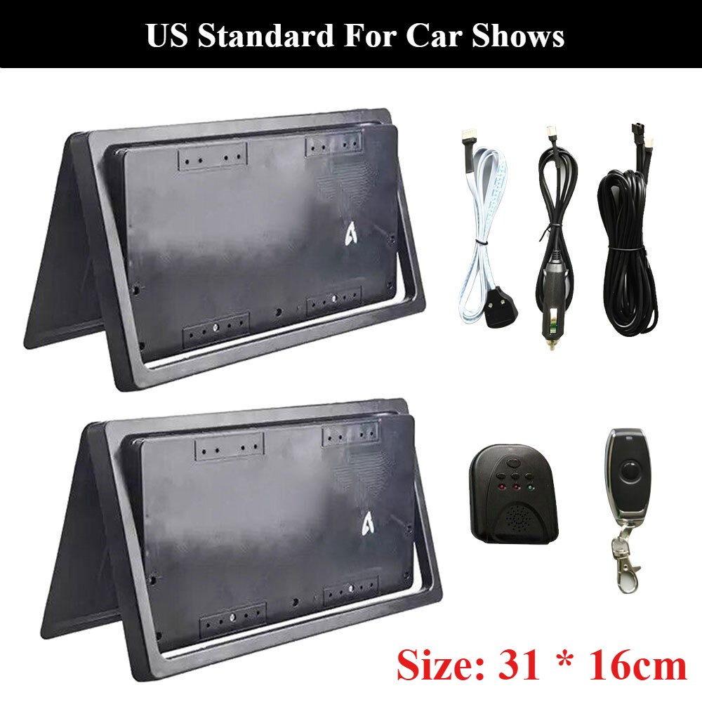 Car Front+Rear Plate Frame Holder with Wireless Remote US Standard For Car Shows