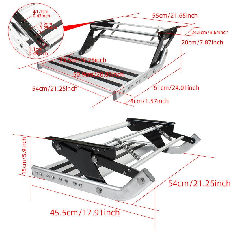 Pull Out Retractable One Step RV Camper Van Platform Steps Stair Manual RV Step