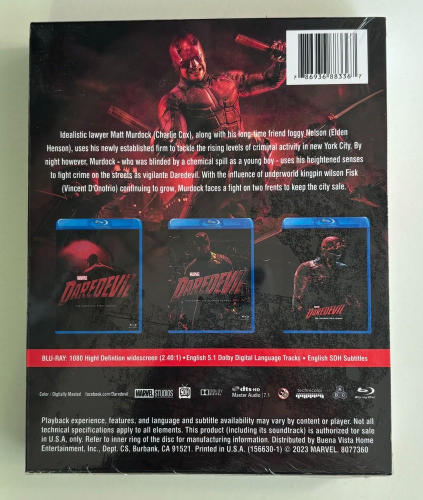 Daredevil: The Complete Season 1-3 ( Blu-ray, 2024, 9-Disc Set) MARVEL